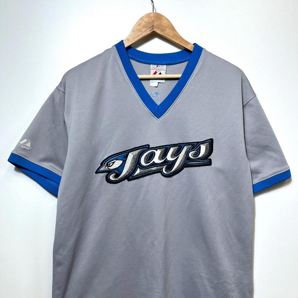 Vintage 2000's Y2K MLB Toronto Blue Jays Majestic Gray Jersey XL #25 Delgado